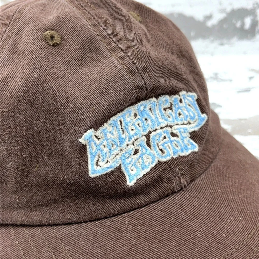 Vintage American‎ Eagle Hat Cap Leather Strap Back Script AEO Dad Baseball Y2K